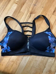 Pink Ultimate Push Up Bra Large Black Flowers Victoria’s Secret - Picture 1 of 5