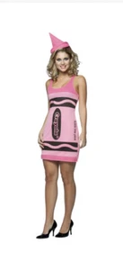 NWT Crayola Tickle Me Pink Crayon Color Art Tank Dress Womens Costume 4-10 - Picture 1 of 3