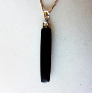 Dainty Whitby Jet Oblong Pendant - Picture 1 of 4