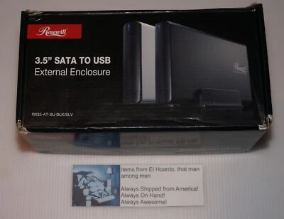 Rosewill  3.5 SATA TO USB External Enclosure.  RX35-AT-SU BLK/SLV With 500gb HDD - Image 1 of 4