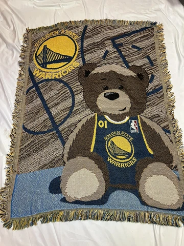 NBA Golden State Warriors Half Court Teddy Bear Blanket Throw Tapestry Cover