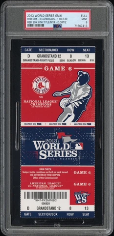 PSA MINT 9 - CLINCHER 2013 WORLD SERIES CARDINALS @ RED SOX FULL TICKET GAME #6 Cover