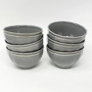 NEW Pottery Barn Charlotte Gray Soup Cereal Bowls Scalloped Rim Set Of 6 - Picture 1 of 6