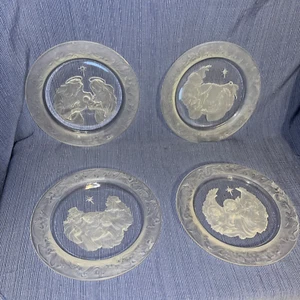 NIB Complete Set of 4 STAR OF BETHLEHEM Collector Plates Morgantown Crystal 9" - Picture 1 of 20