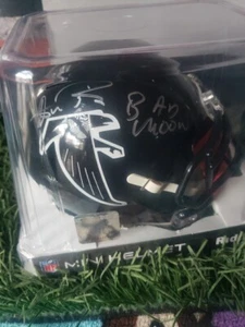 Andre Rison signierter Atlanta Falcons Riddell Mini Helm mit Bad Moon (rotes Visier) - Bild 1 von 3
