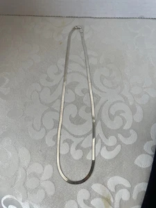 Silver 925 Reversible Necklace Half Greek Key Herringbone 20” Chain 4mm Wide EUC - Picture 1 of 12