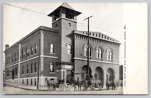 1910s Joplin, MO - Fire Department - Fire wagons, Horses, City Hall UNP Postcard - Picture 1 of 3