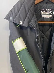 70s Arctic Cat Jacket Size Medium Black Green Arcticwear Vintage Racing Stripe - Bild 1 von 8
