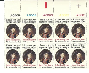 Scott # 1789...15 Cent ..John Paul Jones... Plate Block of 10 - Picture 1 of 1