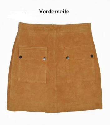 Retro "Mango " 70er Estilo Velours Falda de Cuero / Mini Naranja Talla S Aprox. - Imagen 1 de 2