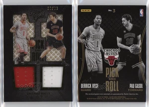 2015-16 Panini Black Gold Pick and Roll /99 Derrick Rose Pau Gasol #3 HOF - Picture 1 of 3