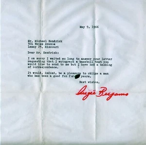Augie Bergamo OBSCURE 40s Cardinals hand written autographed letter Dated 1966 - Picture 1 of 2
