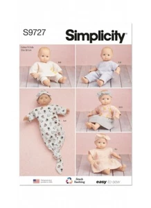 Simplicity Schnittmuster S9727 Easy 15" Baby Puppenkleidung, Mütze und Stirnband - Bild 1 von 7