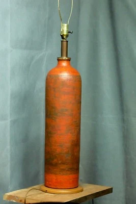 Base de lámpara de mesa Mid Cent rojo naranja marrón XXL cerámica lava grasa en muy buena condición 24x4 pulgadas Foto 1 de 4