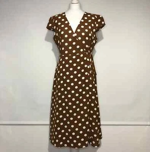 Boohoo Terracotta Boutique Olivia Polka Dot Wrap Dress - UK Size 14 - Picture 1 of 17