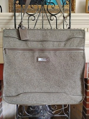 Vintage Jordache Luggage Hanging Folding Tweed Garment Bag Travel Navy Brown - Image 1 of 4