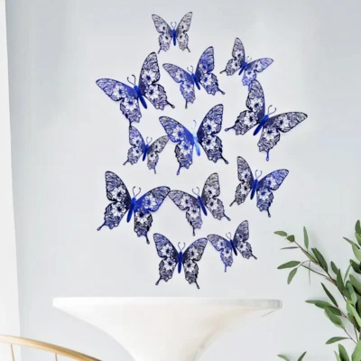 12 x Pegatinas de Pared Mariposa 3D Decoración del Hogar Decoración de Habitación Pegatina Dormitorio Lindo Foto 1 de 4