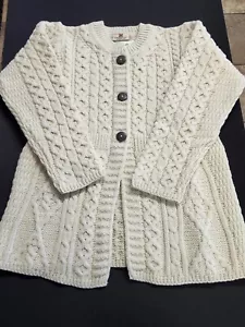 Cardigan donna Carriag Donn 100% lana merino maglione impero taglia small nuovo - Foto 1 di 7