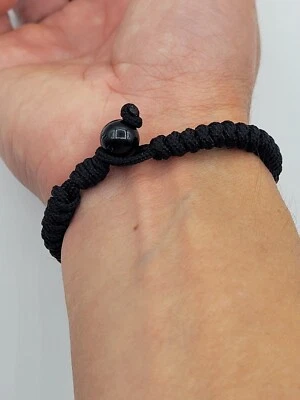 Brazalete tejido cuerda negro protección amuleto pulsera tejida B/obsidiana 10 mm Foto 1 de 4