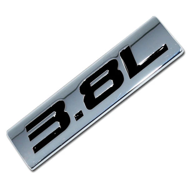 CHROME/BLACK METAL 3.8L ENGINE RACE MOTOR SWAP EMBLEM BADGE FOR TRUNK HOOD DOOR - Image 1 of 1