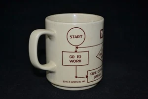 Taza de café vintage 1981 IT Computer Compu-Mug diagrama de flujo de trabajo nerd hecha en Japón - Imagen 1 de 9