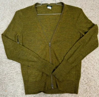 J. Crew Women’s Zipper Cardigan Moss Green 25% Wool And 15% Alpaca Blend Size M - Image 1 of 4