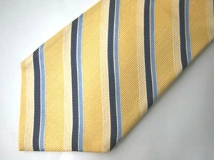 Daniel Cremieux Mens Necktie Tie Yellow Blue Grey Striped Silk 62" Long - Picture 1 of 4