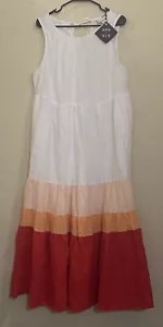 Ava & Viv Dress Womens X Plus Size White Red Sleeveless Maxi Cotton Lined - Picture 1 of 9