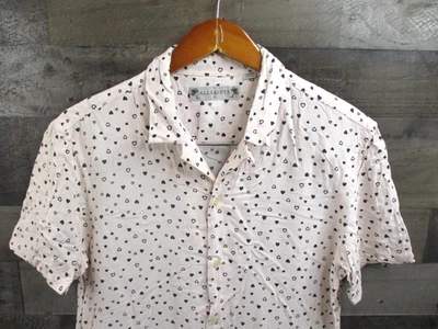 AllSaints Shirt Womens Small Heart Print Amore Short Sleeve Viscose Button Up - Image 1 of 4