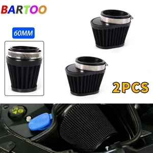 2PCS Universal Black 2.36in Motorcycle Air Intake Filter Cleaner Pod Replacement - Picture 1 of 12