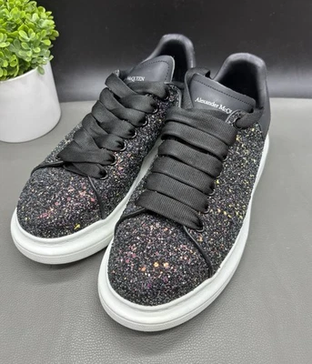 Alexander McQueen Zapatos Tenis Plataforma Brillo Negro Gran Tamaño 38/8 Foto 1 de 4