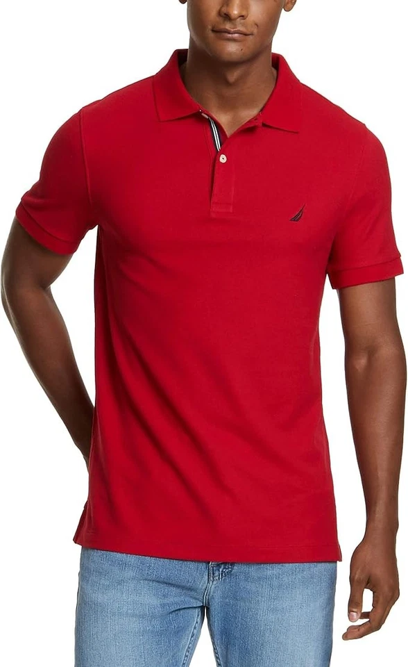 Nautica Men's Slim Fit Short Sleeve Polo Shirt Nautica Red Small