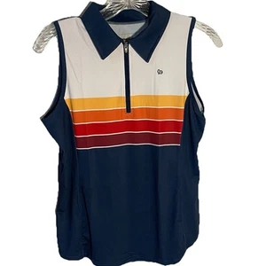 Tipsy Elves Polo Golf Shirt Women Size S Slice of Sunset Striped Sleeveless - Picture 1 of 6