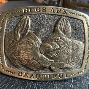 Vintage 1979 Hogs Are Beautiful Belt Buckle Limited Edition made In USA - Picture 1 of 5