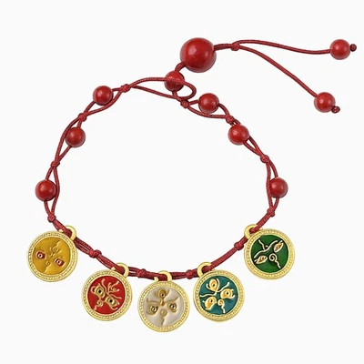 Pulsera Feng Shui Cordón Rojo Amuleto Tibetano Inspirado en Thangka Ojos de Buda Dijes Foto 1 de 4