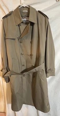 Oleg Cassini Tan Weather Ready Removable Faux Fur Lining Belted Trench Coat 40R - Image 1 of 4