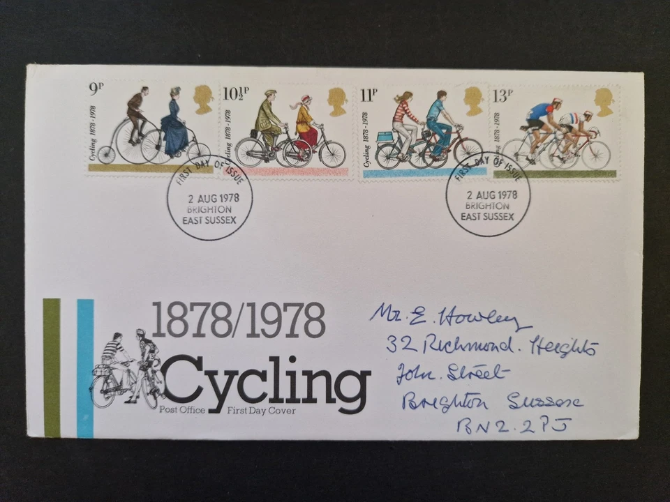 GB 1978 Cycling, FDC First Day Cover, Brighton East Sussex FDI #C65609 - Image 1 of 1