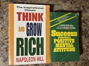 2 Book Lot Napoleon Hill Think And Grow Rich Success Through Positive Mental - Picture 1 of 3