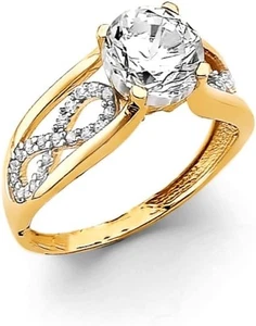 3 Ct Round Cut Split Shank Infinity Cathedral Wedding Ring Solid 14K Yellow Gold - Picture 1 of 1