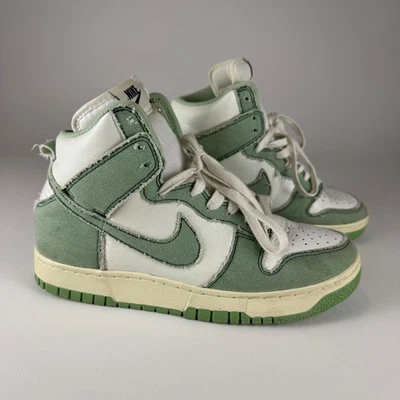 耐克 Dunk High 女式 8.5 GS 运动鞋搪瓷绿色 DV1143-300 — 第 1/4 张图片