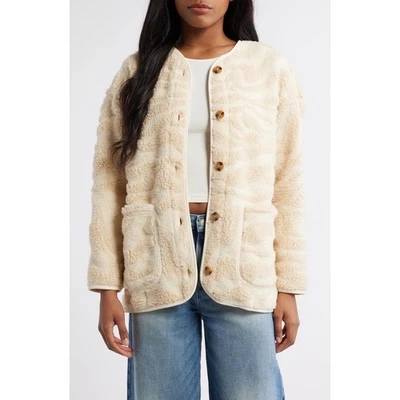 Chaqueta Sherpa Billabong Fireside Acogedora Piel Sintética Crema Botón Frontal Nueva con Etiquetas Talla M Foto 1 de 4