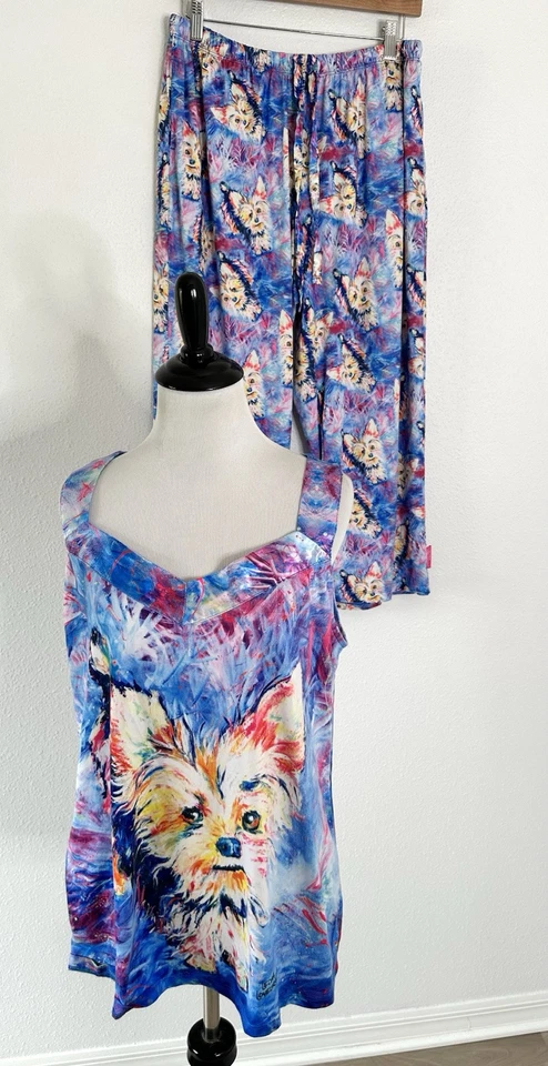 Leoma Lovegrove colorido pijama elástico “Yorkie” conjunto de 2 piezas talla grande L Foto 1 de 4