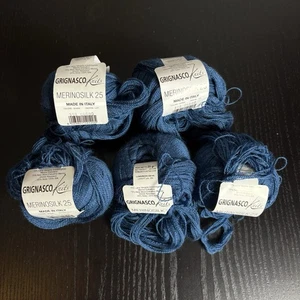 GRIGNASCO Knits Merinosilk 25 Wolle/Seide Mischgarn, Blauton 318, 5 Stück - Bild 1 von 5