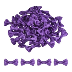 50pcs Dark Purple Bow Ties 1.2"x0.6" Mini Bowknot for Crafting Satin Bows Bulk - Picture 1 of 6