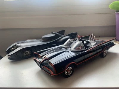 Hot Wheels Batman '89 Batmobile  and 1966 TV Series Batmobile 1:18 Scale Lot - Image 1 of 4