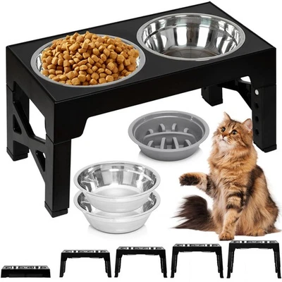 Hundenapf erhöht [höhenverstellbar] 2-in-1FutternapfSet mit Wassernapf&Fressnapf - Bild 1 von 4