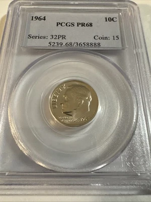 1964 Roosevelt Silver Dime Proof PCGS PR 68 Uncirculated 10c Coin - Image 1 of 4