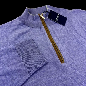 Peter Millar Crown Crafted Excursionist Flex Quarter Zip Sweater Lavender $350 L - Picture 1 of 8