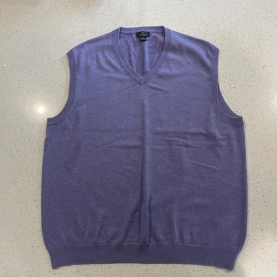 BROOK BROTHERS Sweater  Vest 2XL 346 Supima Cotton Jumper V-Neck Pullover Purple - Image 1 of 4