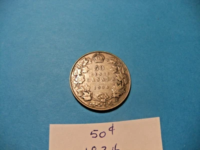 1934 Canada Silver 50 Cent Coin - VF/VF25, SEMI KEY DATE - Image 1 of 3